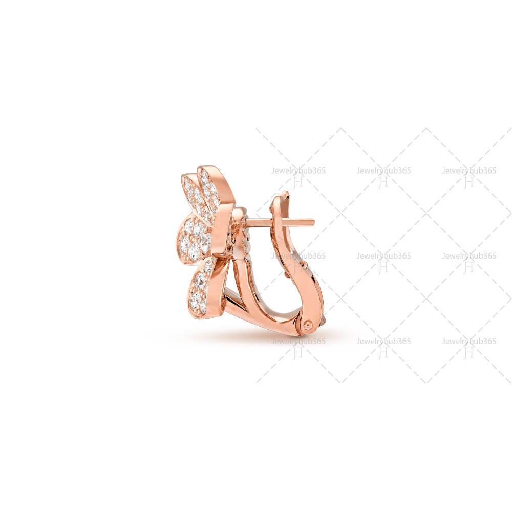 Frivole diamond-paved earrings small model Diamond Rose gold