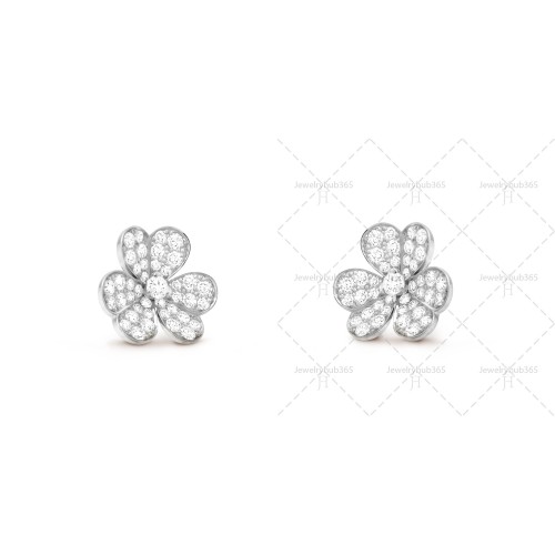 Frivole diamond-paved earrings small model Diamond White gold