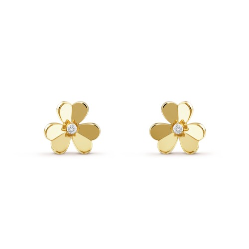 Frivole earrings small model 1-Diamond Yellow gold