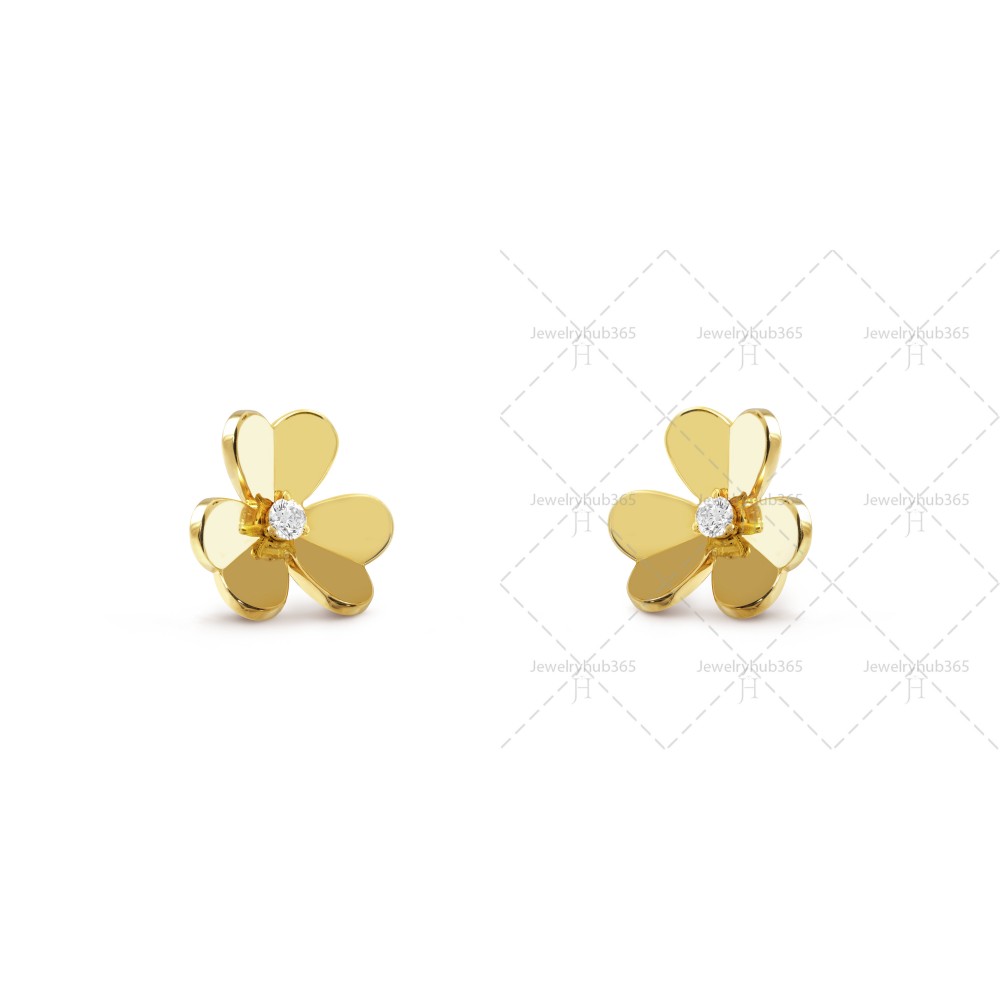 Frivole earrings small model 1-Diamond Yellow gold