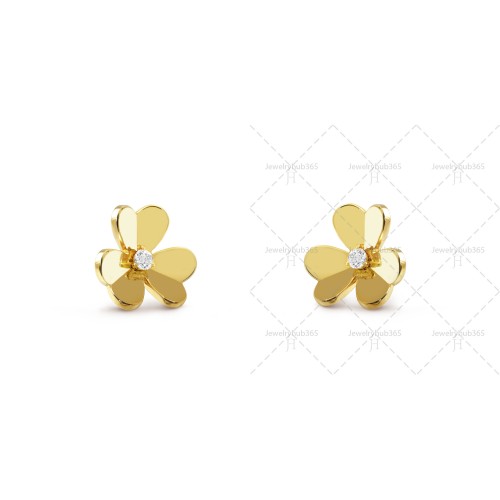 Frivole earrings small model 1-Diamond Yellow gold