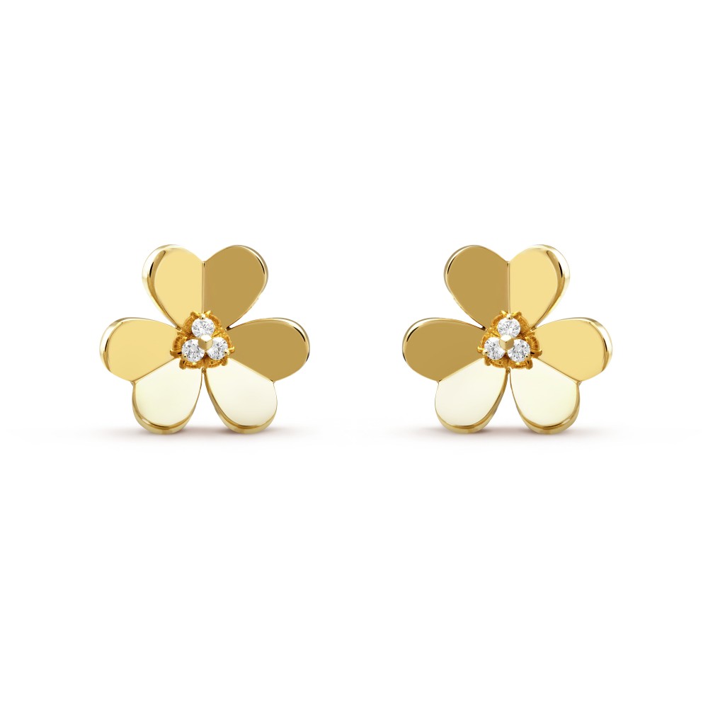 Frivole earrings large model 3-Diamond Yellow gold