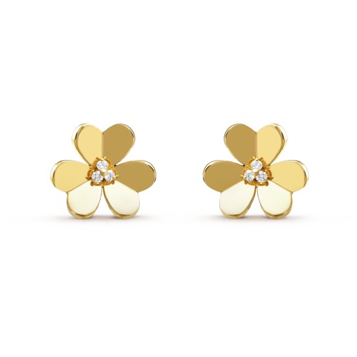 Frivole earrings large model 3-Diamond Yellow gold