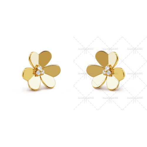 Frivole earrings large model 3-Diamond Yellow gold