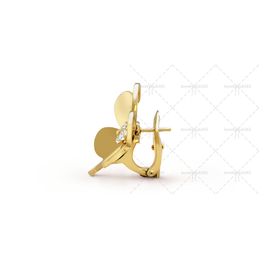 Frivole earrings large model 3-Diamond Yellow gold