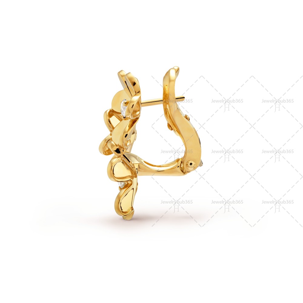 Frivole 3 flowers earrings Diamond Yellow gold