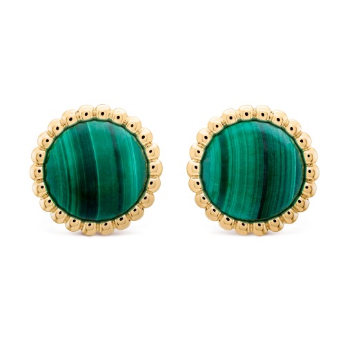 Perlée couleurs earrings Malachite Yellow gold