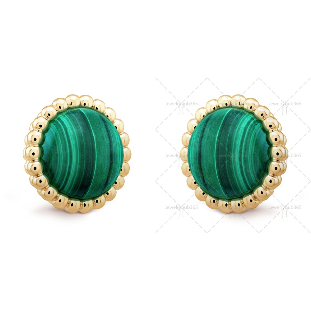 Perlée couleurs earrings Malachite Yellow gold