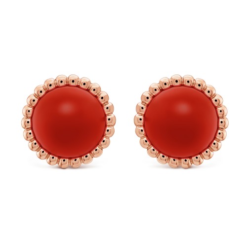 Perlée couleurs earrings Carnelian Rose gold