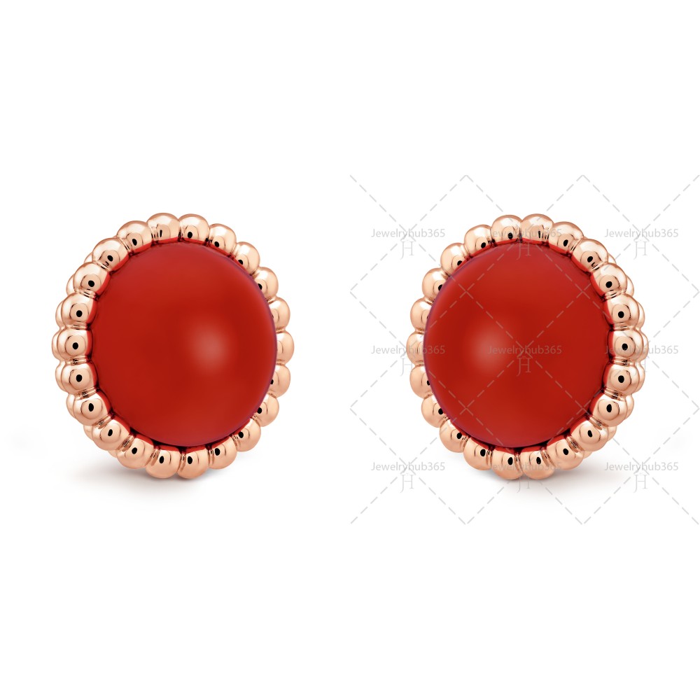 Perlée couleurs earrings Carnelian Rose gold