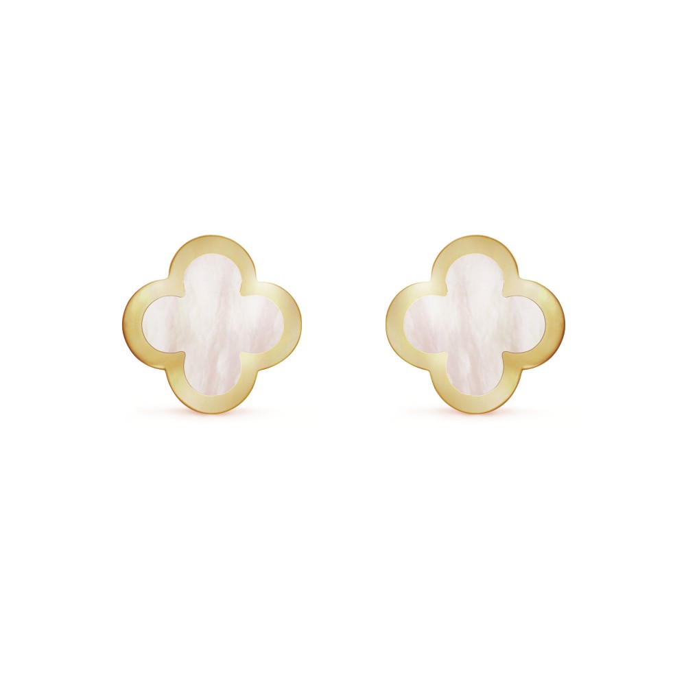 Pure Alhambra earstuds earrings Mother-of-pearl Yellow gold