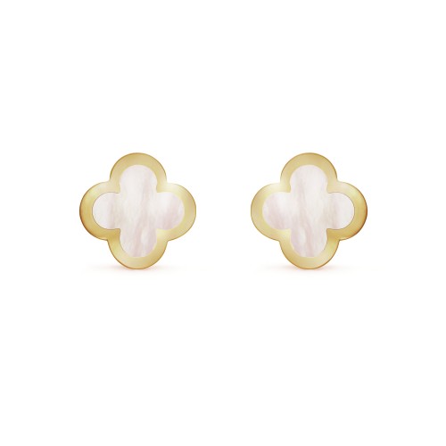 Pure Alhambra earstuds earrings Mother-of-pearl Yellow gold