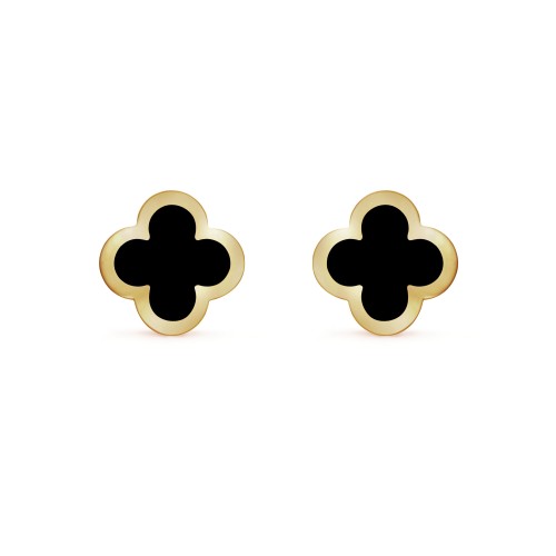 Pure Alhambra earstuds earrings Onyx Yellow gold