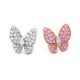 Two Butterfly earrings Diamond Sapphire White gold