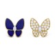 Two Butterfly earrings Diamond Lapis Lazuli Yellow gold