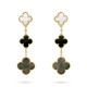 Magic Alhambra earrings 3 motifs Mother-of-pearl Onyx Yellow gold