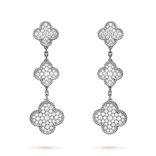 Magic Alhambra earrings 3 motifs Diamond White gold