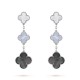 Magic Alhambra earrings 3 motifs Chalcedony Mother-of-pearl White gold