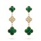 Magic Alhambra earrings 3 motifs Diamond Malachite Yellow gold