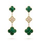 Magic Alhambra earrings 3 motifs Diamond Malachite Yellow gold