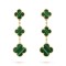 Magic Alhambra earrings 3 motifs Malachite Yellow gold