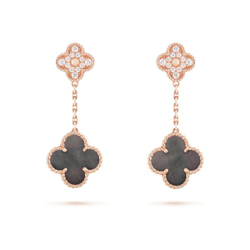 Magic Alhambra earrings 2 motifs Diamond Mother-of-pearl Rose gold