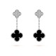 Magic Alhambra earrings 2 motifs Diamond Onyx White gold