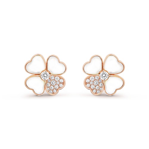 Cosmos earrings medium model Diamond Mother-of-pearl Rose gold