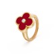 Vintage Alhambra ring 1-Diamond Carnelian Yellow gold