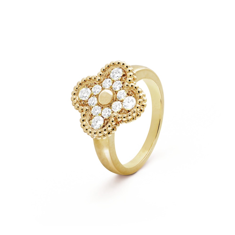 Vintage Alhambra ring 12-Diamond Yellow gold