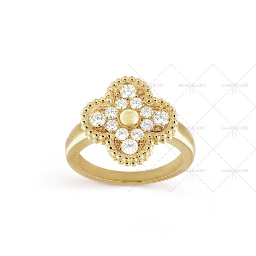 Vintage Alhambra ring 12-Diamond Yellow gold