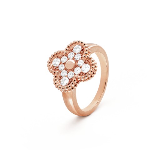 Vintage Alhambra ring 12-Diamond Rose gold