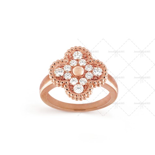 Vintage Alhambra ring 12-Diamond Rose gold