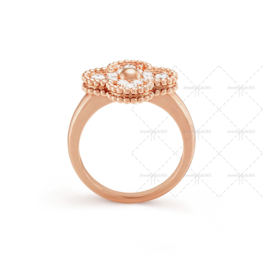 Vintage Alhambra ring 12-Diamond Rose gold