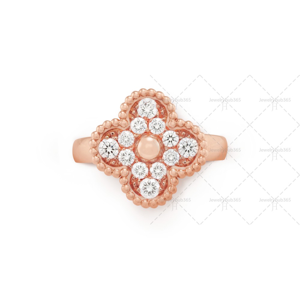 Vintage Alhambra ring 12-Diamond Rose gold