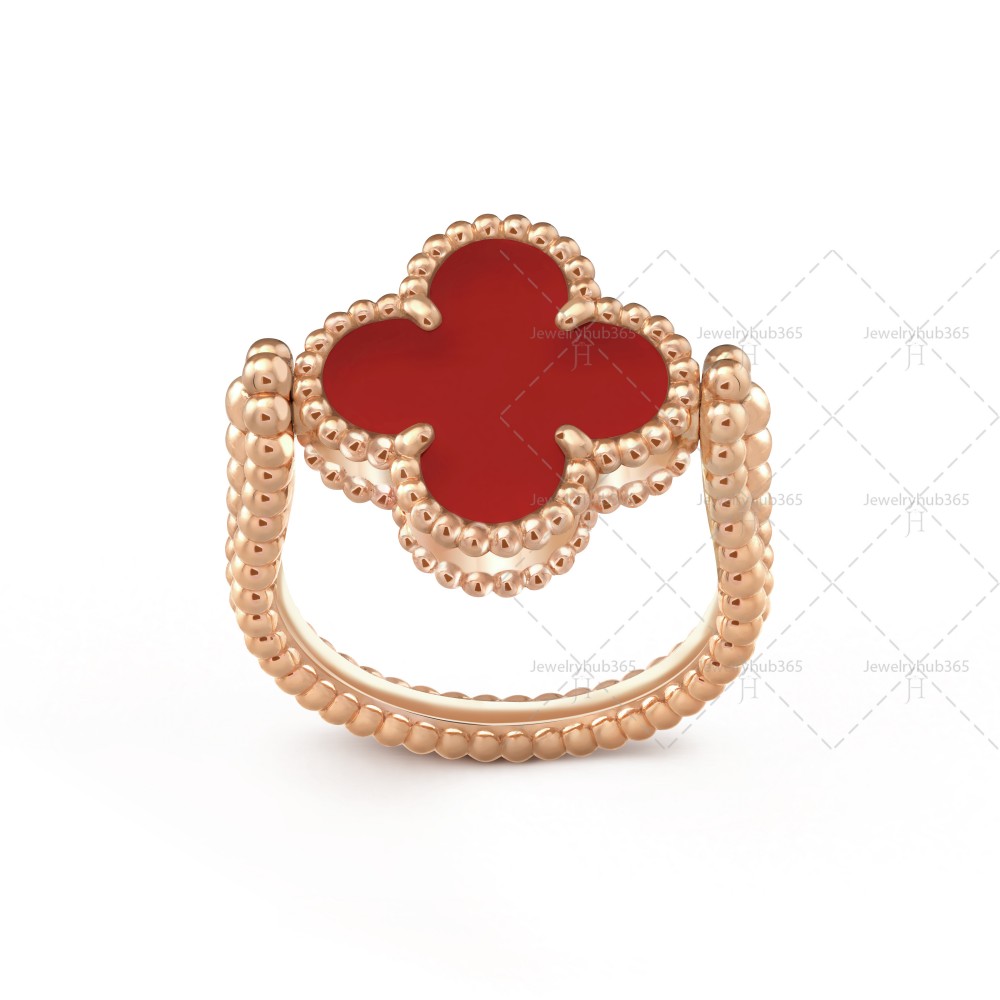 Vintage Alhambra reversible ring 1-Diamond Carnelian Rose gold