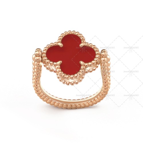 Vintage Alhambra reversible ring 1-Diamond Carnelian Rose gold