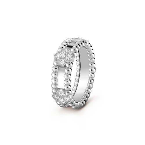 Perlée sweet clovers ring 20-Diamond White gold