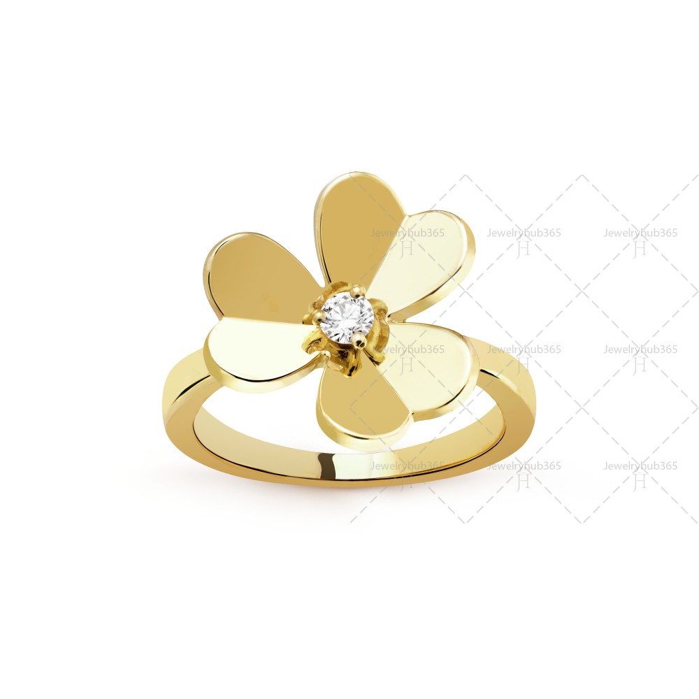 Frivole ring small model 1 motifs 1-Diamond Yellow gold