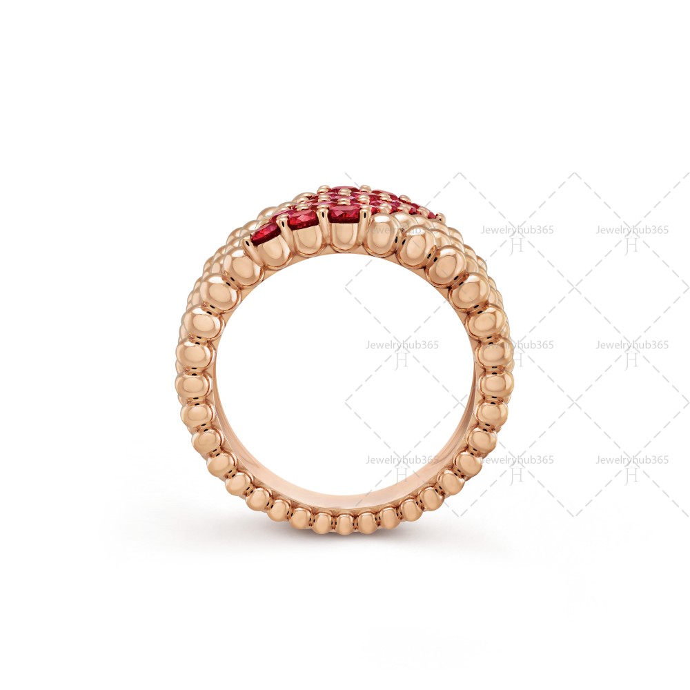 Perlée couleurs 5 rows ring Ruby Rose gold