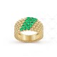 Perlée couleurs 5 rows ring Emerald Yellow gold