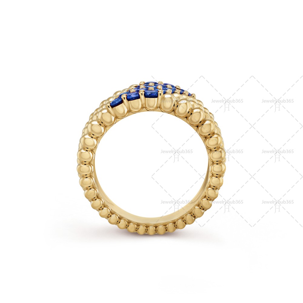 Perlée couleurs 5 rows ring Sapphire Yellow gold