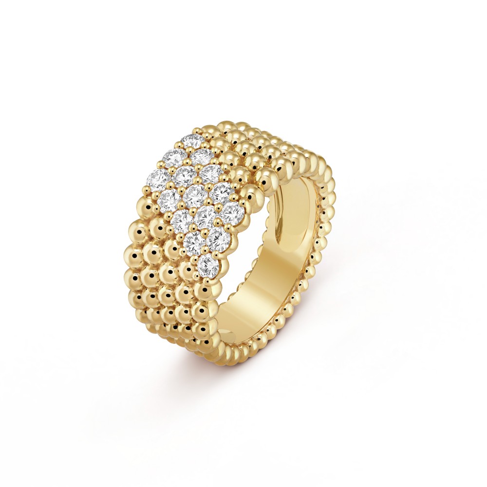 Perlée couleurs 5 rows ring Diamond Yellow gold