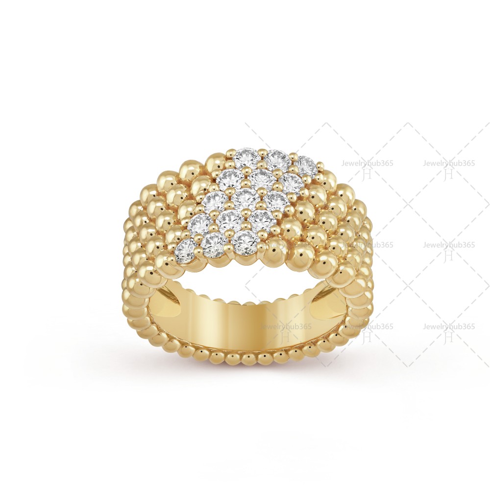 Perlée couleurs 5 rows ring Diamond Yellow gold