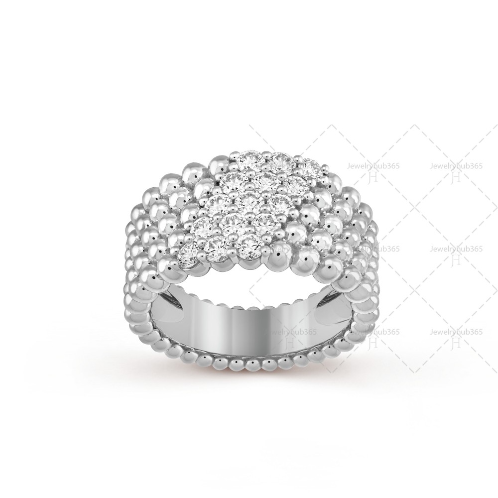 Perlée couleurs 5 rows ring Diamond White gold