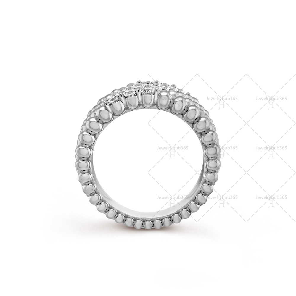 Perlée couleurs 5 rows ring Diamond White gold