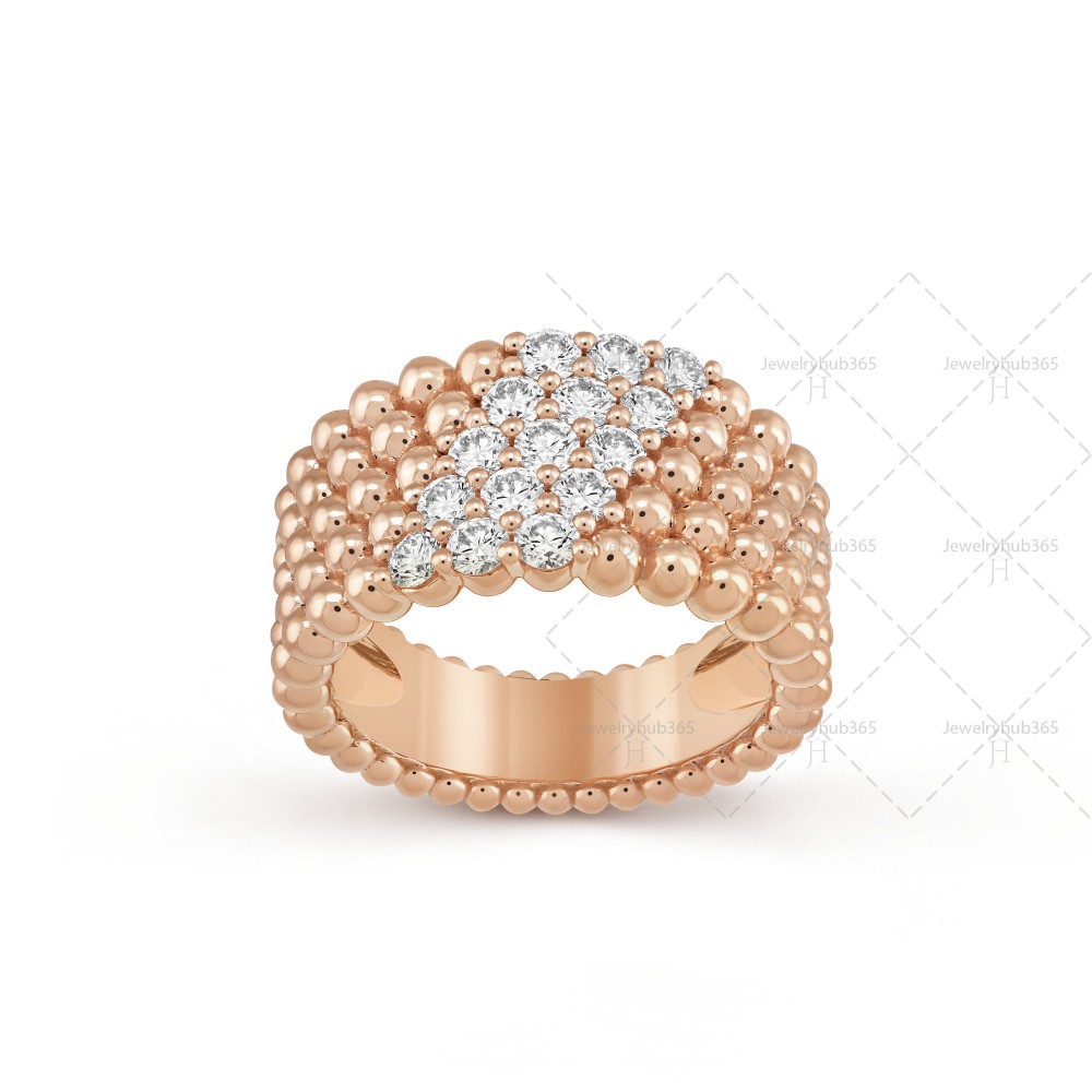 Perlée couleurs 5 rows ring Diamond Rose gold