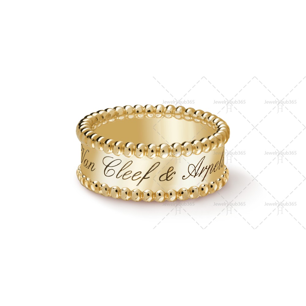 Perlée signature ring Yellow gold