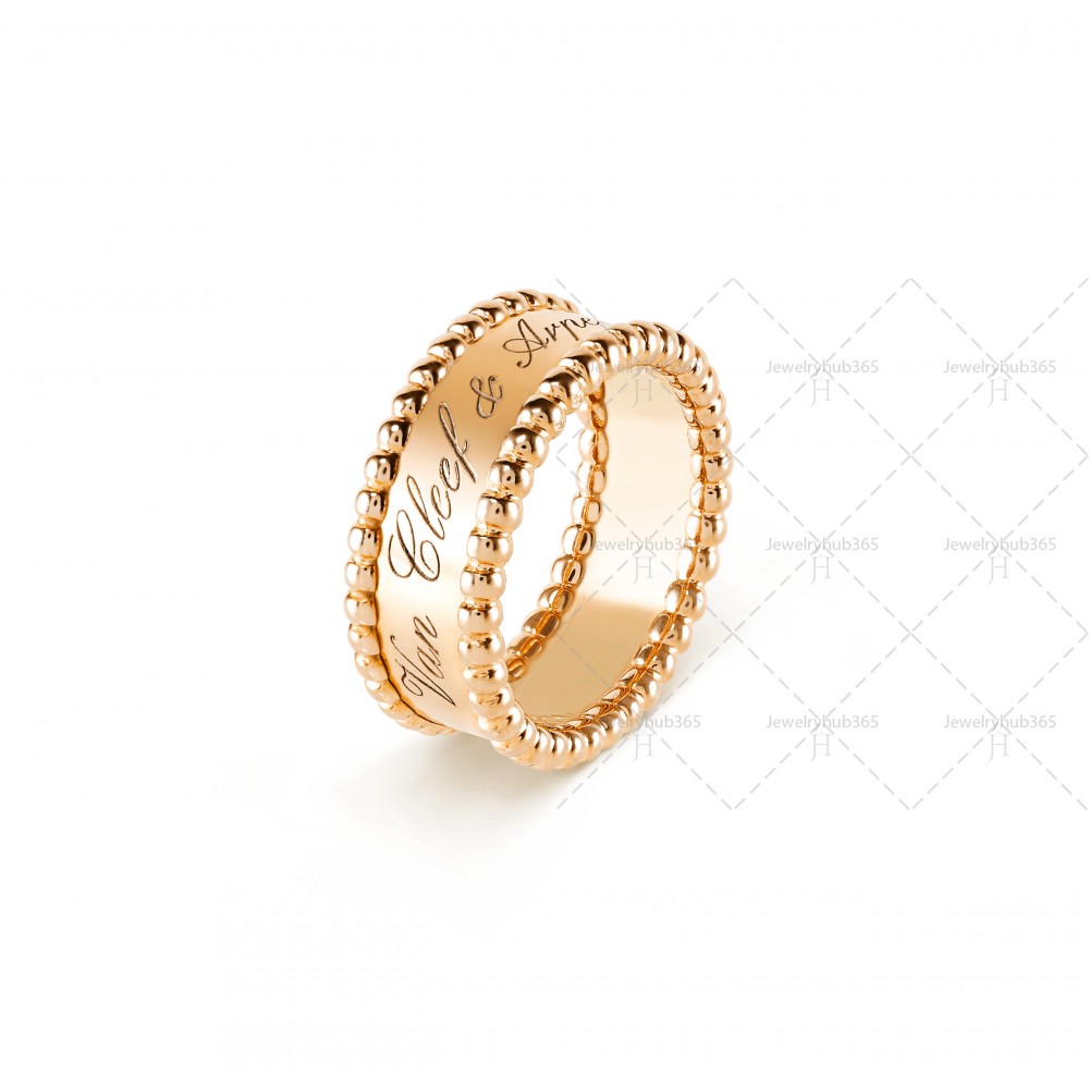 Perlée signature ring Yellow gold