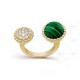 Perlée couleurs Between the Finger ring Diamond Malachite Yellow gold